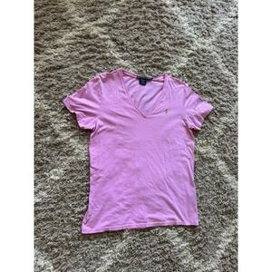 Ralph Lauren Sport Pink Pima Cotton V-Neck T-Shirt Women's‎ XL